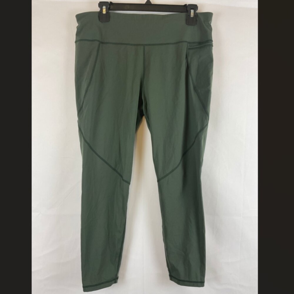 Sweaty Betty The Power 7/8 Length Leggings XL Olive Green Tech Zipper Pocket